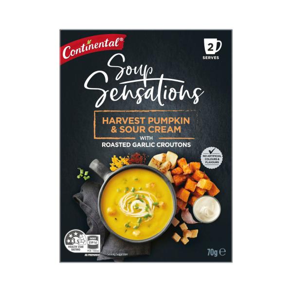 CONTINENTAL SENSATIONS SOUP HARVEST PUMPKIN & SOUR CREAM 2S 70G