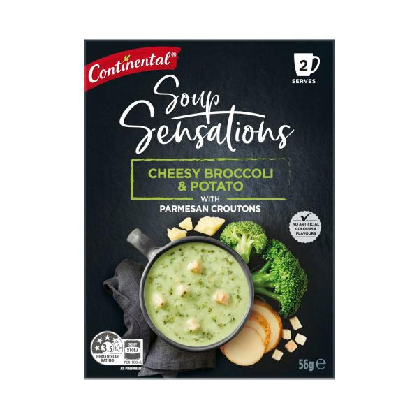 CONTINENTAL SENSATIONS SOUP CHEESY BROCCOLI & POTATO 2S 56G