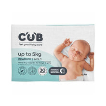 CUB NAPPIES UNISEX NEWBORN SIZE 1 (UP TO 5KG) 30 PACK