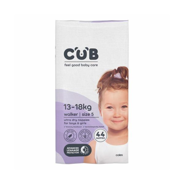CUB NAPPIES UNISEX WALKER SIZE 5 (13-18KG) 44 PACK