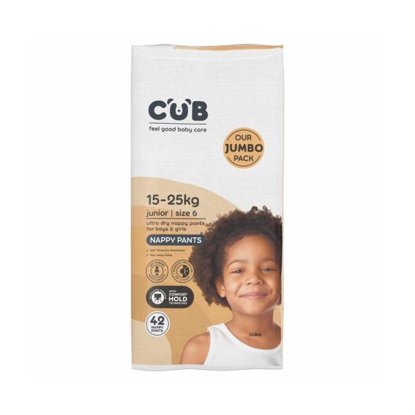 CUB NAPPY PANTS JUNIOR SIZE 6 JUMBO (15-25KG) 42 PACK