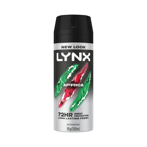 LYNX DEODORANT BODY SPRAY 72HR ANTIPERSPIRANT AFRICA 165ML