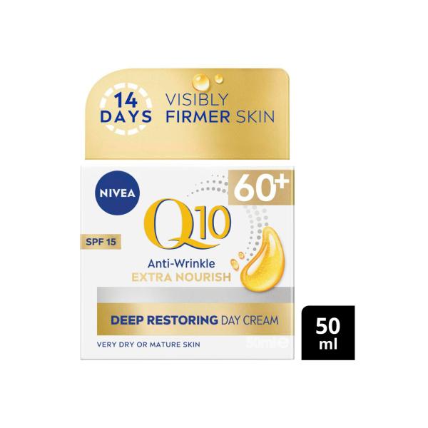 NIVEA Q10 ANTI WRINKLE DEEP RESTORING DAY CREAM 60+ SPF15 50ML