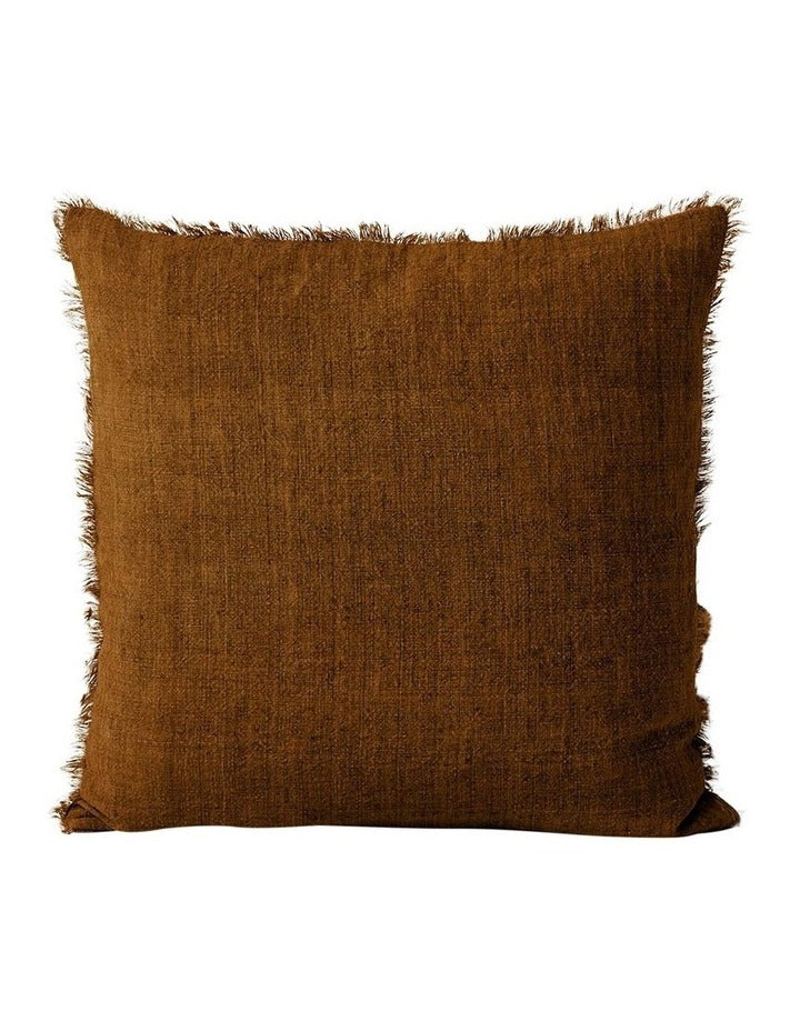 Vintage Linen Fringe Cushion Range in Tobacco