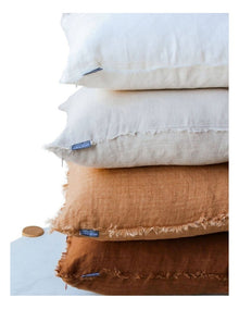 Vintage Linen Fringe Cushion Range in Tobacco