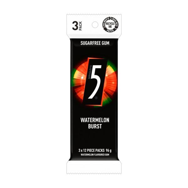 5 GUM WATERMELON BURST SUGAR FREE CHEWING GUM 96G