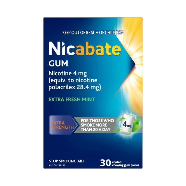 NICABATE CHEWING GUM 4MG 30PACK