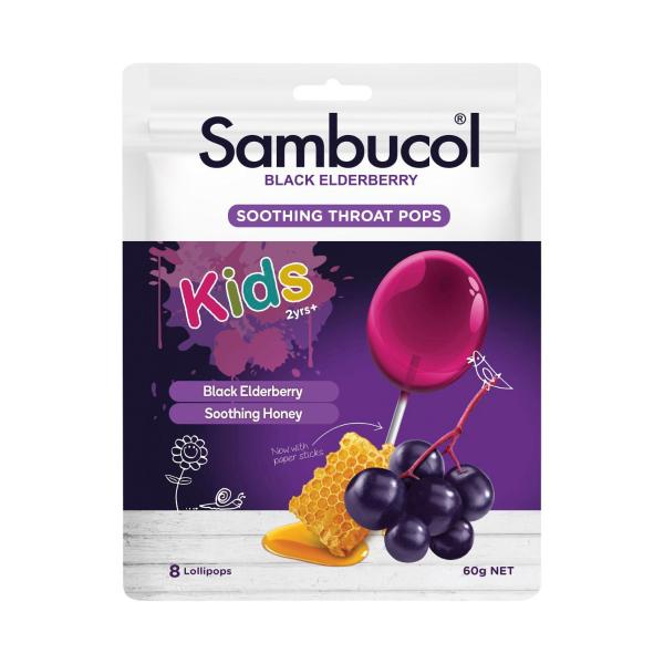 SAMBUCOL KIDS SOOTHING THROAT POPS 8PK