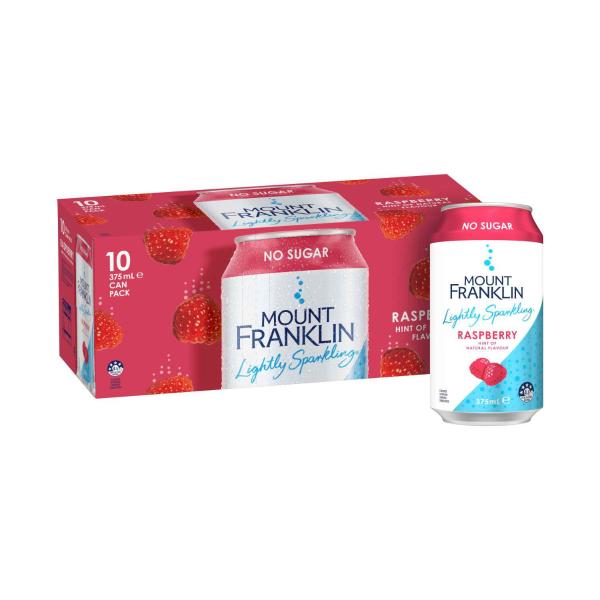 MOUNT FRANKLIN LIGHTLY SPARKLING WATER:RASPBERRY:.:10PACK