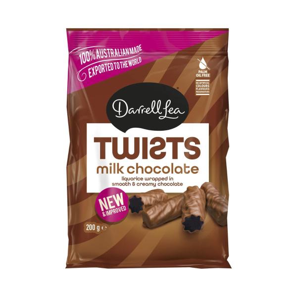 DARRELL LEA TWISTS MILK CHOCOLATE LIQUORICE