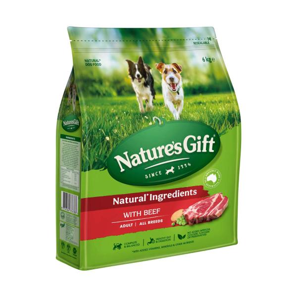 NATURE'S GIFT ADULT ALL BREEDS DRY DOG FOOD WITH BEEF 6KG