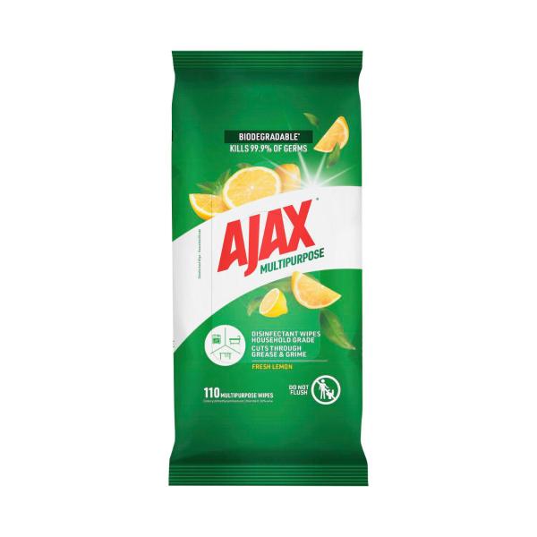 AJAX ECO MULTIPURPOSE WIPES FRESH LEMON 110PK