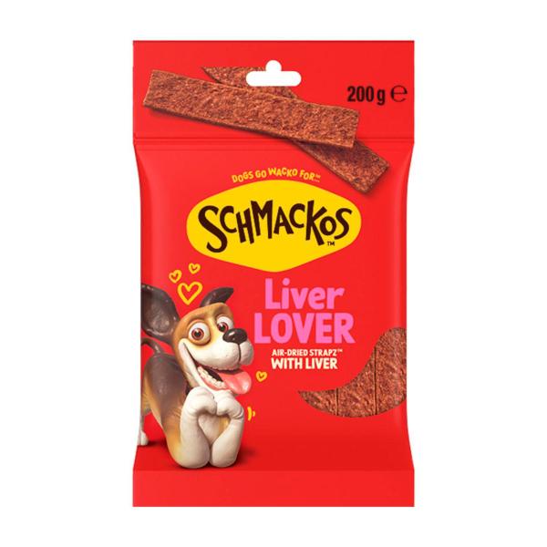 SCHMACKOS STRAPZ DOG TREATS LIVER 200G BAG