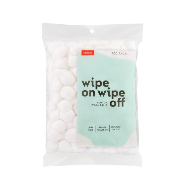 COLES COTTON BALLS 200 PACK