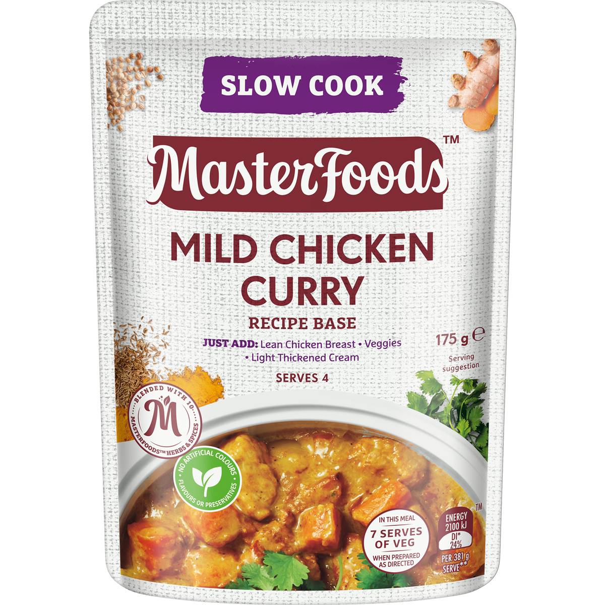 MasterFoods Mild Chicken Curry Slow Cook Recipe Base 175g