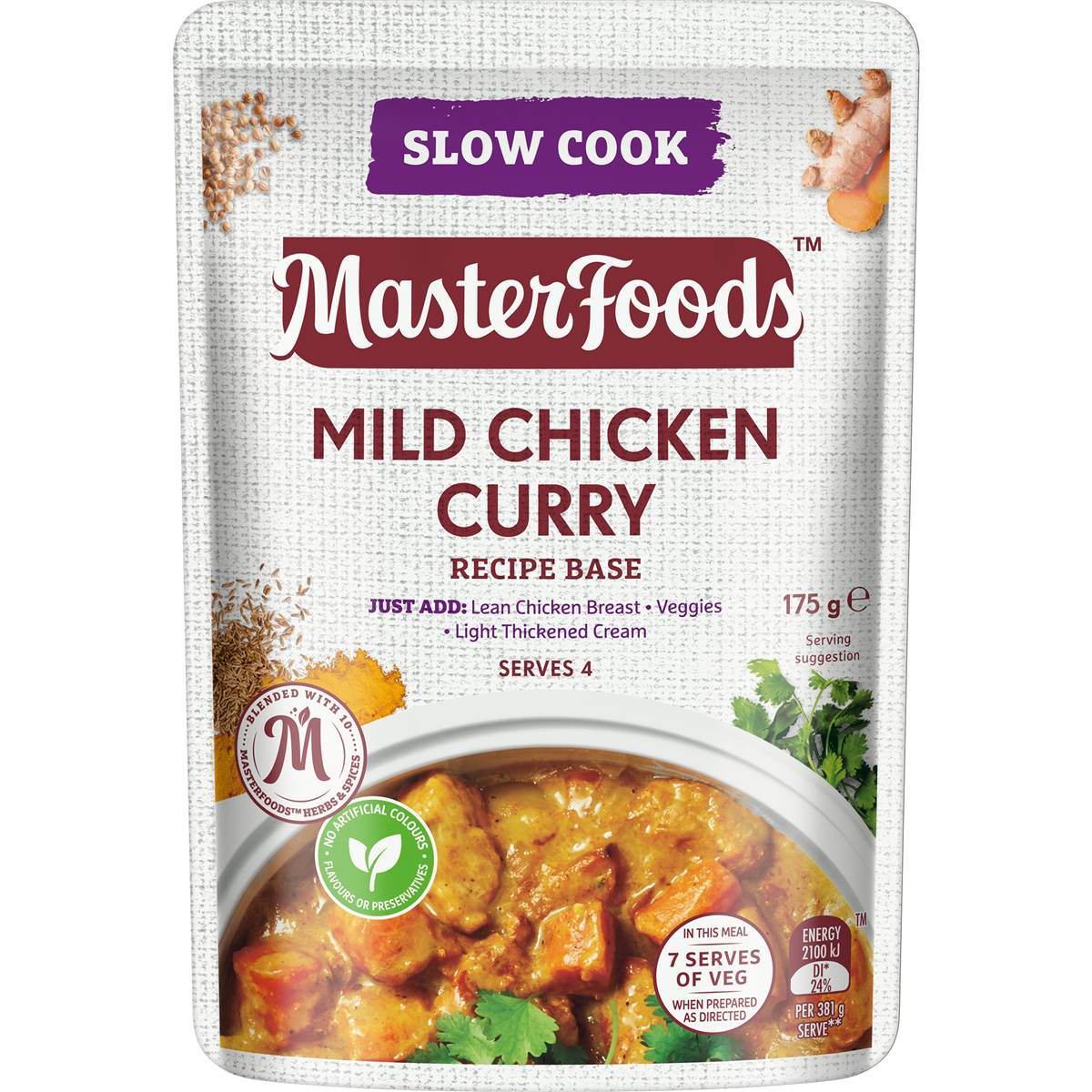 MasterFoods Mild Chicken Curry Slow Cook Recipe Base 175g