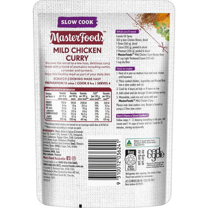 MasterFoods Mild Chicken Curry Slow Cook Recipe Base 175g