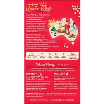 Uncle Tobys Rolled Oats Quick Porridge 1kg