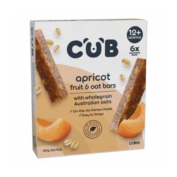 CUB FRUIT & OAT BAR APRICOT 6 X 15G : 90G