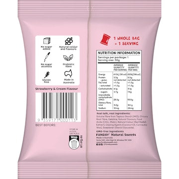 Funday Natural Sweets Flavoured Gummies Strawberry & Cream 50g