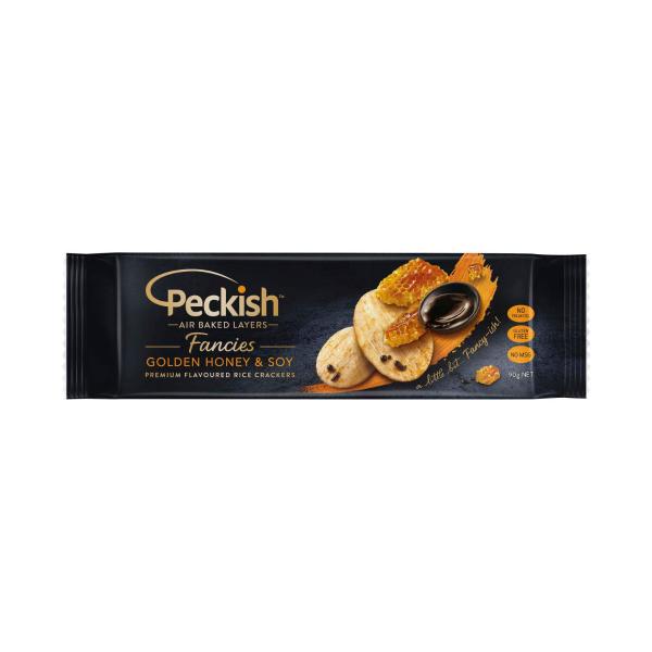 PECKISH FANCIES RICE CRACKERS:HONEY SOY:.:90 GRAM