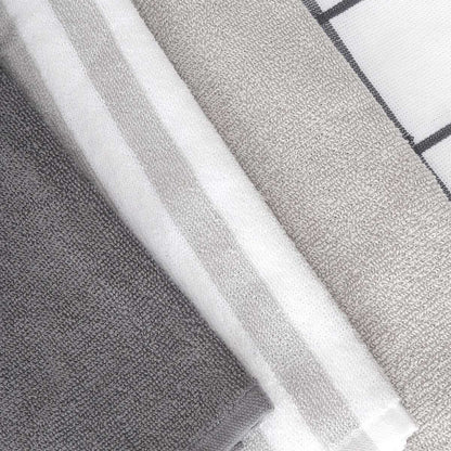 4 Pack Grey Linear Terry Tea Towels