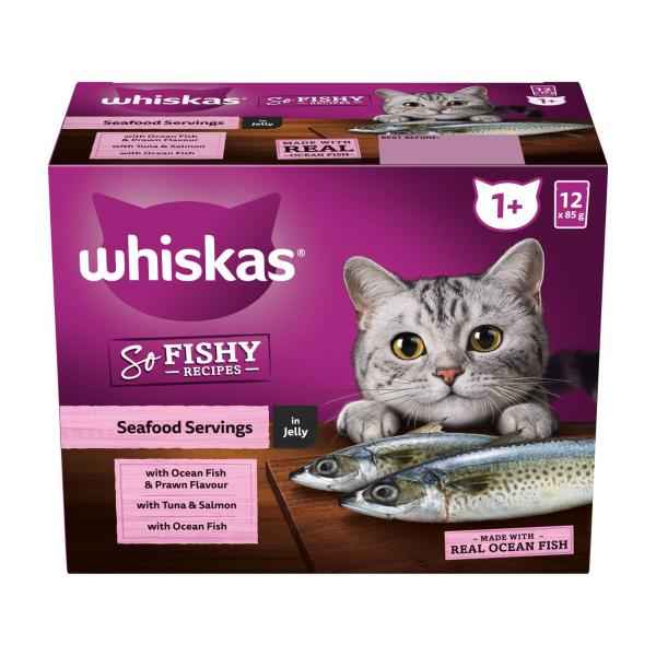 So Fishy Recipes Adult Wet Cat Food Seafood Servings In Jelly Pouches 12x85g