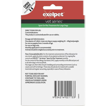 Exelpet Vet Series Treatment Spot On Flea Large Dog 2 Pack