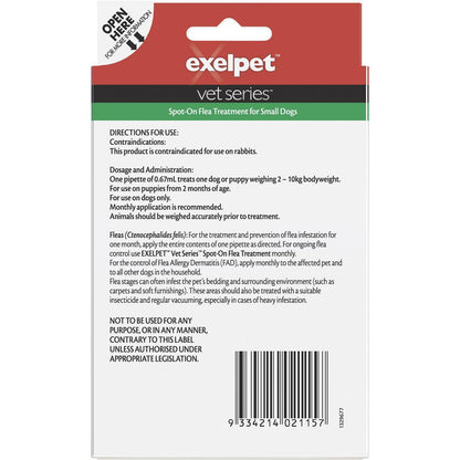 Exelpet Vet Series Treatment Spot On Flea Small Dog 2 pack
