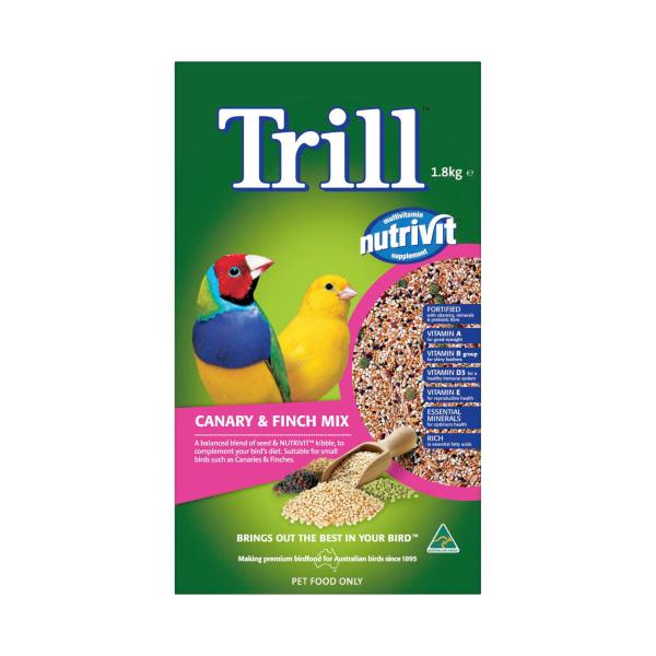 TRILL DRY BIRD SEED FOOD CANARY & FINCH MIX 1.8KG BOX
