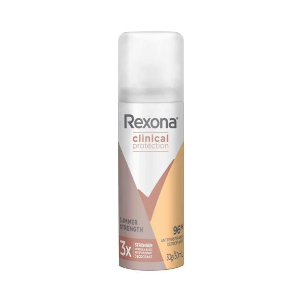 REXONA WOMEN DEODORANT 96HR CLINICAL AEROSOL SUMMER STRENGTH TRAVEL PACK 50ML