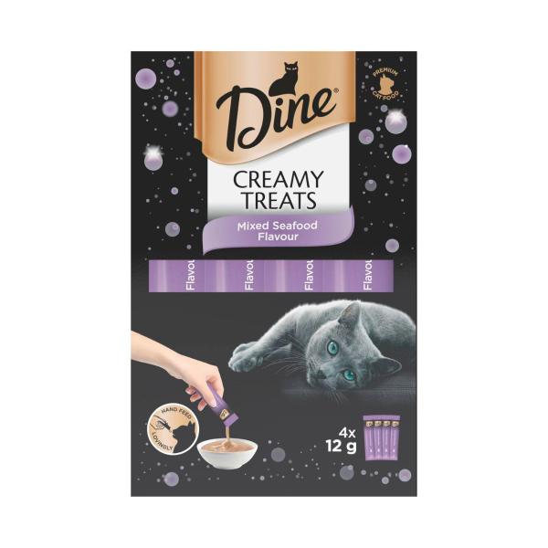 DINE CREAMY TREATS CAT TREATS MIXED SEAFOOD FLAVOUR 4X12G SACHETS