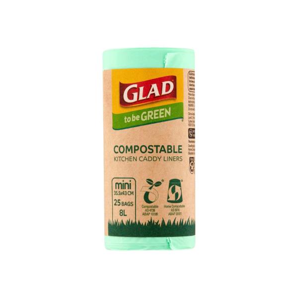 GLAD TO BE GREEN COMPOSTABLE KITCHEN LINERS MINI 25 PACK