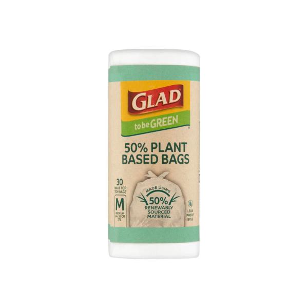 GLAD TO BE GREEN PLANT BASED KT BAGS MED 30 PACK
