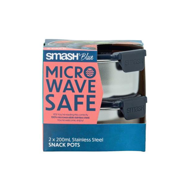 SMASH BLUE STAINLESS STEEL SNACK POTS 200ML