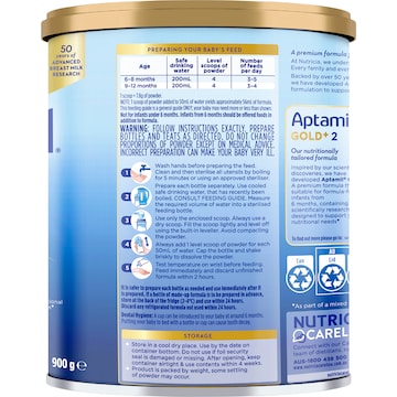 Aptamil Gold Stage 2 Follow On Baby Formula 6-12M 900g