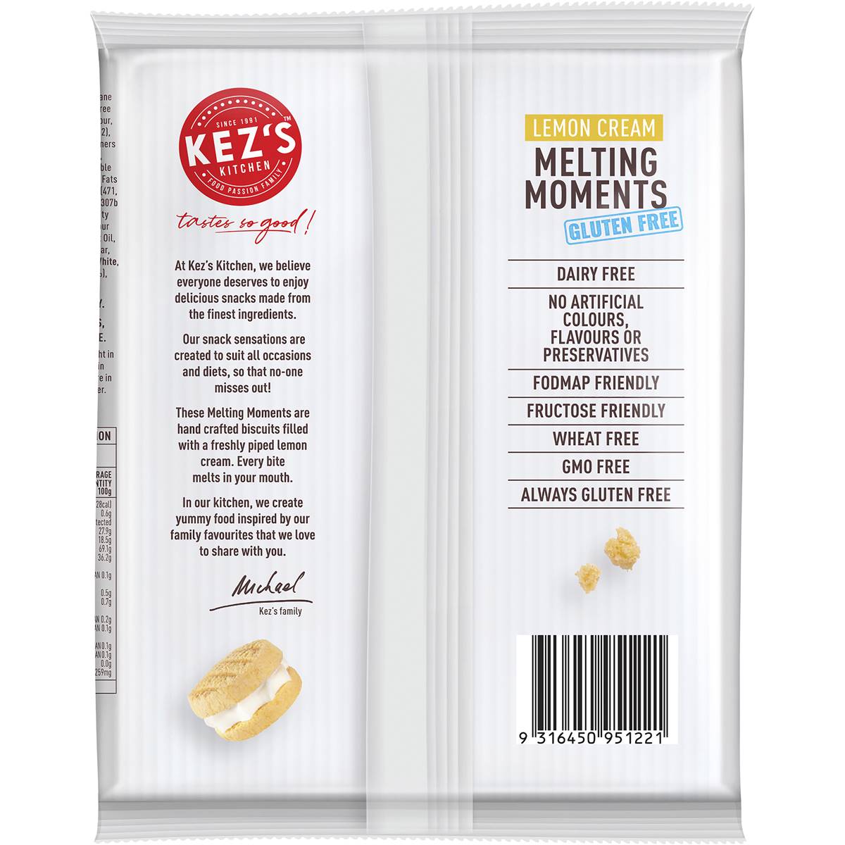 Kez's Kitchen Gluten Free Lemon Cream Melting Moments 190g