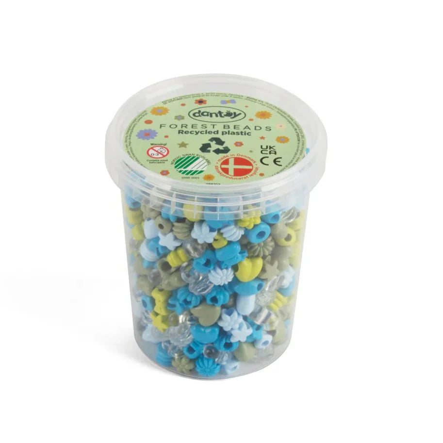 Dantoy Large Pastel Recycled Beads Forest Colours 520pcs Arts and Craft Loose Parts Classroom Set Clearance 3yrs+