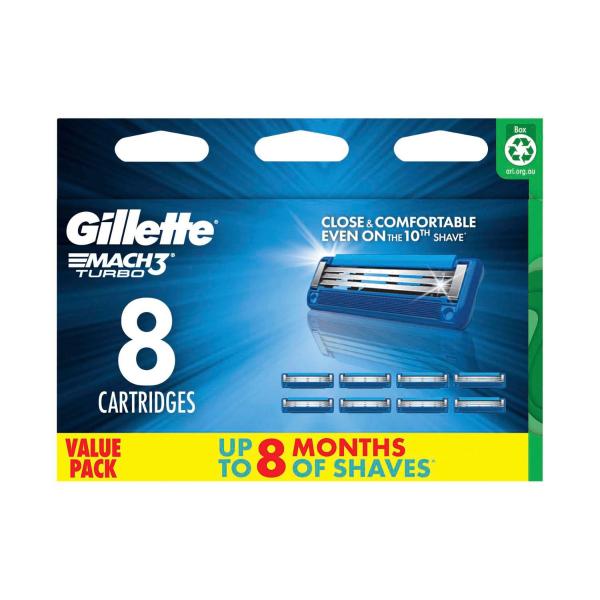 GILLETTE MACH3 TURBO 3D CARTRIDGE 8 PACK