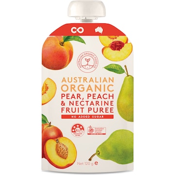 Australian Organic Food Co. Pear Peach & Nectarine Fruit Puree Pouch 120g