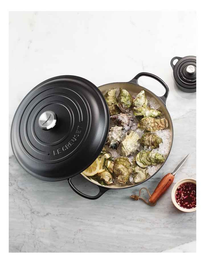 Signature 30cm Cast Iron Shallow Casserole Black