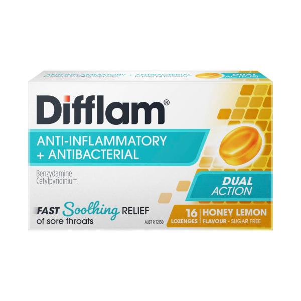 DIFFLAM REGULAR HONEY & LEMON LOZENGES 16PK