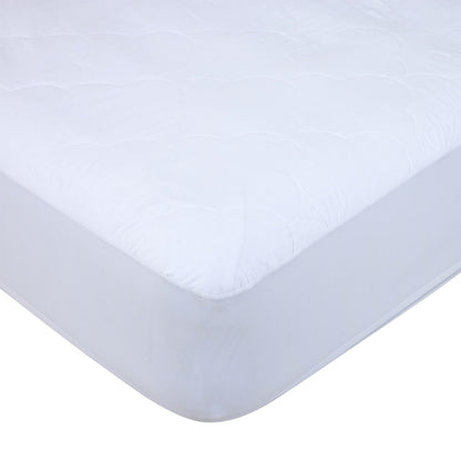 Cotton Filled Fitted Mattress Protector - Queen Bed, White