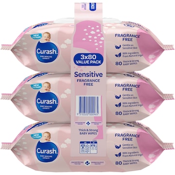Curash Baby Wipes Fragrance Free 240 pack