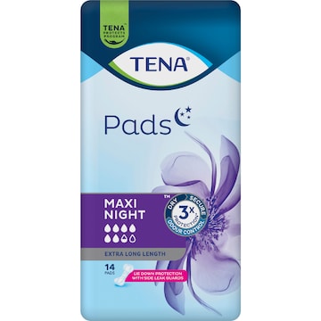 TENA Incontinence Pads Maxi Night Extra Long Length 14 pack