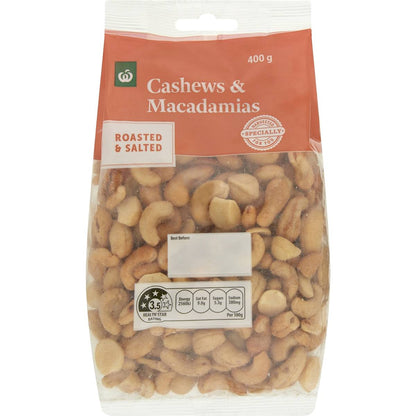 Woolworths Cashew & Macadamia Roasted & Salted 400g Pack