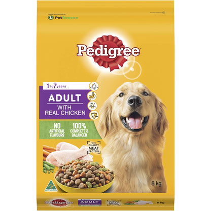 Pedigree Adult Dry Dog Food with Real Chicken 8kg