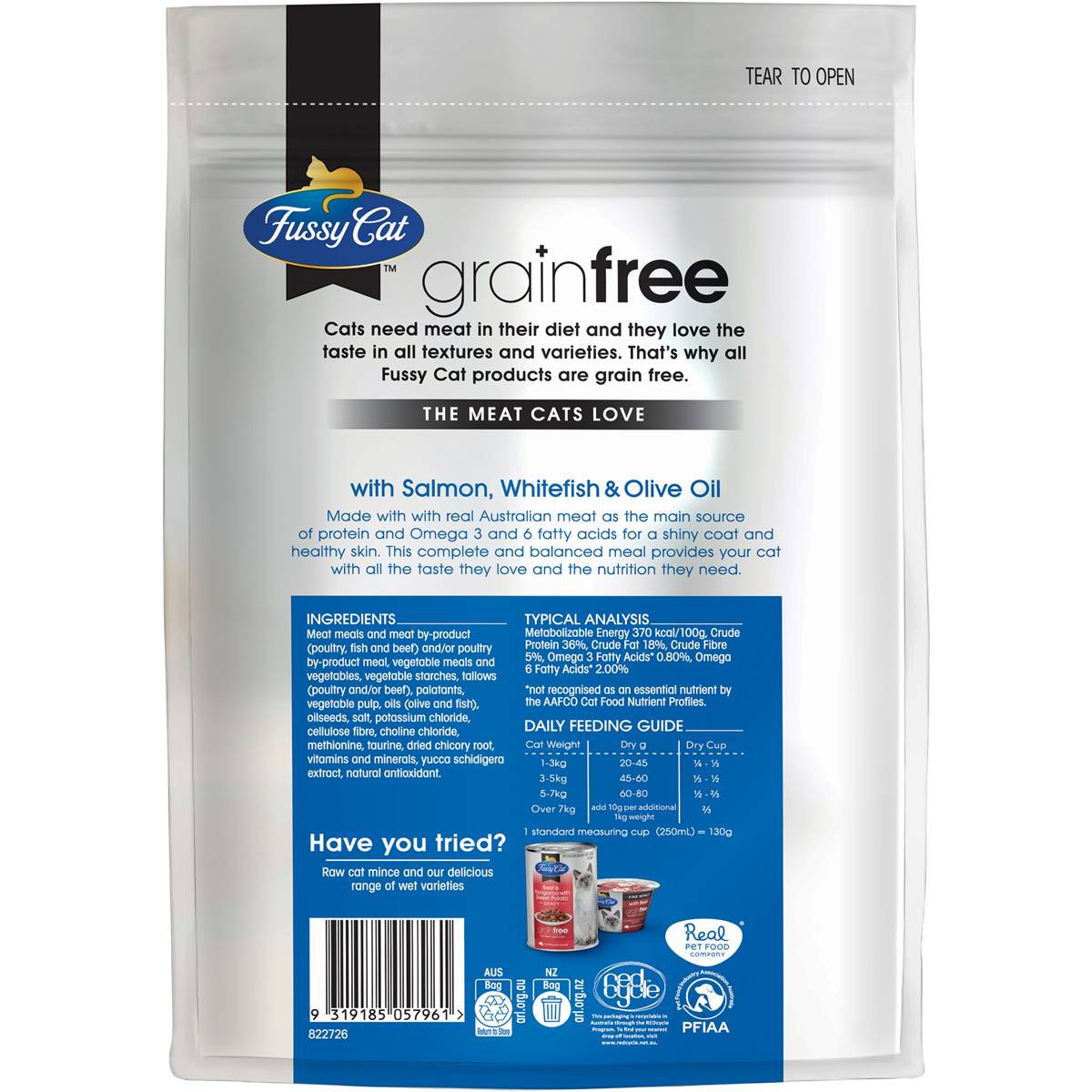 Fussy Cat Grain Free Adult Dry Cat Food Salmon Whitefish & Olive Oil 500g