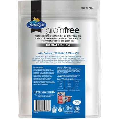 Fussy Cat Grain Free Adult Dry Cat Food Salmon Whitefish & Olive Oil 500g
