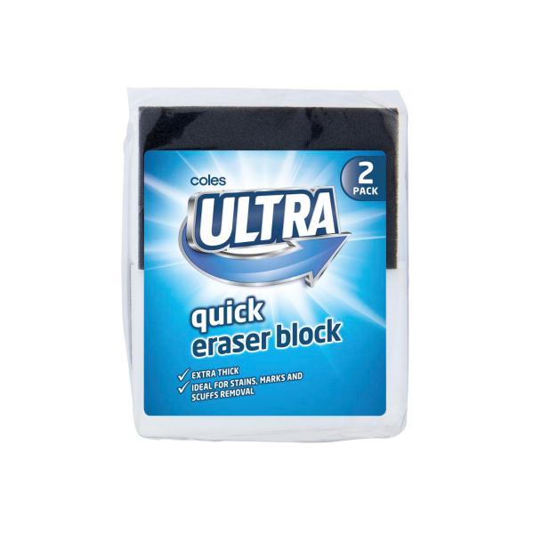 COLES ULTRA QUICK THICK ERASER BLOCK 2PK